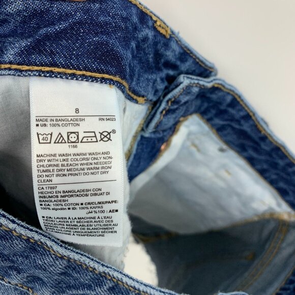 Old Navy OG Shorts Blue Denim High Rise Button Fly Distressed Cutoff - Picture 10 of 10